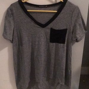 Gray V-neck T-shirt